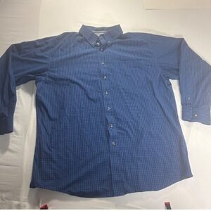Ariat Pro Series Fitted Blue Check Plaid‎ Long Sleeve Button Down Shirt XXL